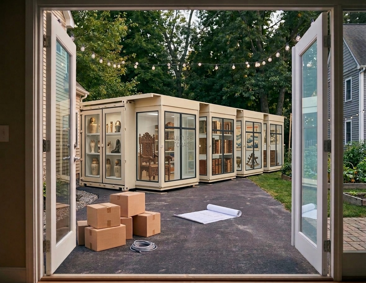 Beautifully converted shipping container interior living space